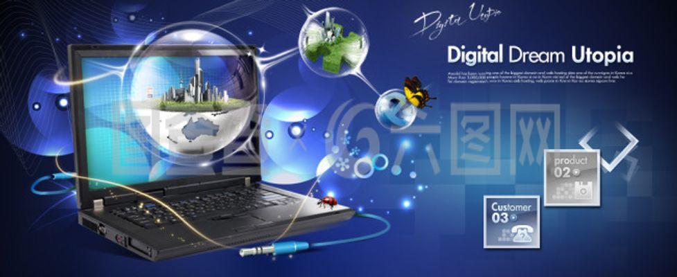 藍(lán)色電腦產(chǎn)品廣告設(shè)計(jì)